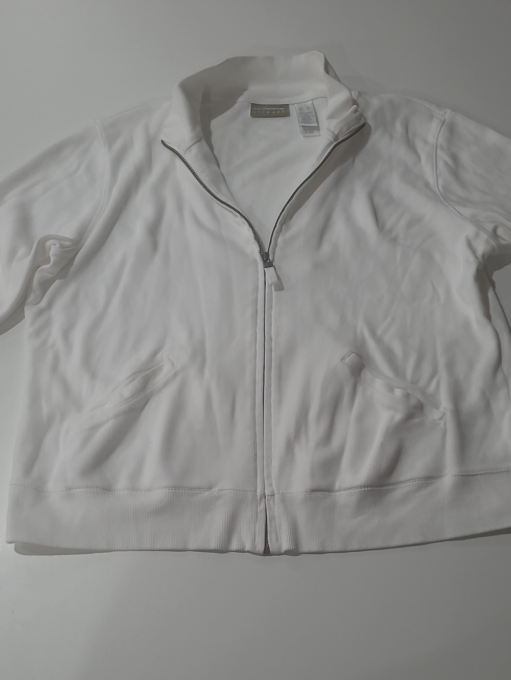 Liz Claiborne White Full-Zip Sweatshirt Jacket